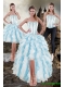 Detachable Sweetheart White and Blue 2015 Prom Dress with Appliques and Ruffles