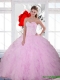 2015 New Styles Beading and Ruffles Sweetheart Quinceanera Dresses in Baby Pink