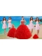 2015 Ruffled Red Quinceanera Dress and Baby Pink Strapless Prom Dresses and Halter Top Beaded Little Girl Dress