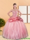Beautiful 2015 Beading and Pick Ups Sweetheart Quinceanera Dresses in Rose Pink