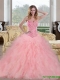 2015 Best Baby Pink Sweet 15 Dresses with Beading and Ruffles
