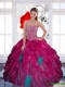Best Sweetheart Beading Multi Color 2015 Quinceanera Dress with Ruffles
