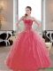 Brand New Ruffles and Appliques 2015 Quinceanera Gown in Coral Red