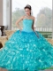 Gorgeous Beading and Ruffles Sweetheart Quinceanera Dresses for 2015