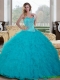 Luxurious Beading and Ruffles Sweetheart 2015 Quinceanera Dresses in Teal