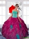 New Styles Sweetheart Appliques and Ruffles Sweet Sixteen Dresses in Multi Color