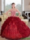 New Styles Sweetheart Beading and Pick Ups 2015 Quinceanera Dresses in Wine Red