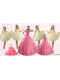 Rose Pink Beading Ball Gown Quinceanera Dress and Strapless Knee Length Dama Dresses and Halter Top Little Girl Dress