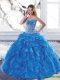 Sophisticated Sweetheart Teal Sweet 16 Dresses with Appliques and Ruffles