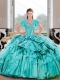 Wonderful Sweetheart Beading and Ruffles Turquoise Quinceanera Dresses for 2015 Spring