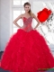 2014 Colorful Sweetheart Red 15th Birthday Dresses with Beading and Ruffles