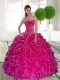 2015 Comfortable Hot Pink 15th Birthday Dresses with Ruffles and Appliques