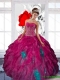 2015 Elegant Sweetheart Appliques and Ruffles Sweet Sixteen Dresses in Multi Color