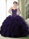 2015 Wholesale Dark Purple Sweet 15 Dress with Beading and Ruffle