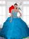 Classical Beading and Ruffles Sweetheart Teal Quinceanera Dresses for 2015
