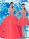 Classical Layers Sweetheart Quinceanera Dresses in Coral Red
