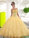 Custom Made Sweetheart Appliques Gold Quinceanera Dresses for 2015 Spring