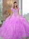 Custom Made Sweetheart Beading and Ruffles Lilac Sweet 16 Dresses for 2015