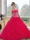 Elegant Sweetheart 2015 Red Quinceanera Gown with Appliques and Ruffles