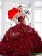 Gorgeous Sweetheart Wine Red 2015 15th Birthday Dresses with Appliques and Ruffles