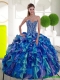Remarkable Beading and Ruffles Sweetheart 2015 15th Birthday Dresses in Multi Color