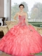 Wholesale 2015 Beading and Ruffles Sweetheart Quinceanera Dresses in Watermelon