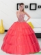 Wholesale Beading and Ruffled Layers Sweetheart Coral Red Quinceanera Dresses for 2015