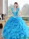 Wholesale Beading and Ruffles Sweetheart 2015 Quinceanera Dresses in Baby Blue