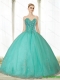 Popular Beading and Appliques Turquoise Sweetheart Quinceanera Dresses for 2015