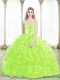 Best 2015 Sweetheart Beading and Ruffled Layers Quinceanera Dresses in Lime Green