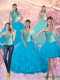 Classical Baby Blue Beading and Ruffles Sweetheart 15th Birthday Dresses