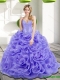 Classical Beading and Rolling Flowers 2015 Sweet 15 Dresses in Lavender