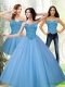 Classical Tulle Sweetheart Beading Blue Quinceanera Dresses for 2015