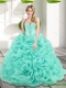 Custom Made Beading and Rolling Flowers 2015 Sweet 15 Dresses in Aqua Blue Custom Made Beading and Rolling Flowers 2015 Sweet 15 Dresses in Aqua Blue