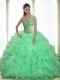 Custom Made Beading and Ruffles Apple Green 2015 Quinceanera Dresses with Sweetheart Custom Made Beading and Ruffles Apple Green 2015 Quinceanera Dresses with Sweetheart