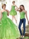 Detachable Lime Green 15th Birthday Dresses with Beading and Ruffles