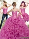 Exclusive Fuchsia 2015 Quinceanera Gown with Beading and Rolling Flowers