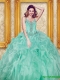 New Style Beading and Ruffles Apple Green Sweet 15 Dresses