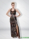 Romantic 2015 Column Halter Top Camo Prom Dresses with High Slit