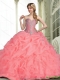 Elegant 2015 Sweet 16 Dresses with Beading in Watermelon
