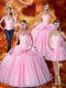 Feminine 2015 Sweetheart Bowknot Quinceanera Dresses with Beading in Pink
