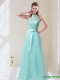 Elegant Empire Halter Top Laced Mint Dama Dresses with Sash