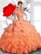 New Style 2015 Fall Sweetheart Brush Train Sweet 16 Dresses with Beading