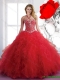 New Style 2015 Winter Quinceanera Dresses with Beading and Ruffles in Red