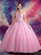 Pretty Sweetheart Beaded Sweet 15 Dress in Rose Pink for 2015 Summer