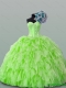 2015 Beautiful Sweetheart Yellow Green Beading Quinceanera Dresses with Ruffles