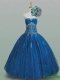 2015 Romantic Strapless Beaded Quinceanera Gowns in Tulle