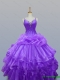 Feminine Straps Quinceanera Dresses with Beading and Ruffled Layers