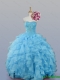 Pretty Sweetheart Baby Blue Quinceanera Dresses with Sequins and Ruffles for 2015
