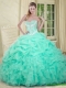 2016 Beautiful Beaded and Pick Ups Quinceanera Dresses in Apple Green